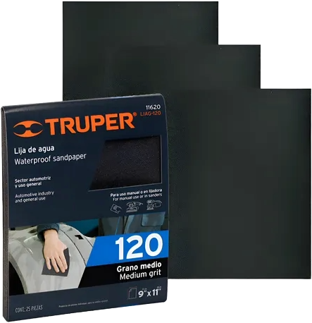 Lija de agua #120, paquete de 25 piezas