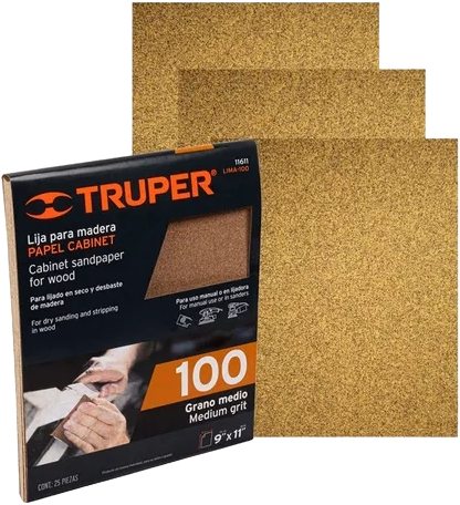 Lija para madera #100 paquete de 25 piezas