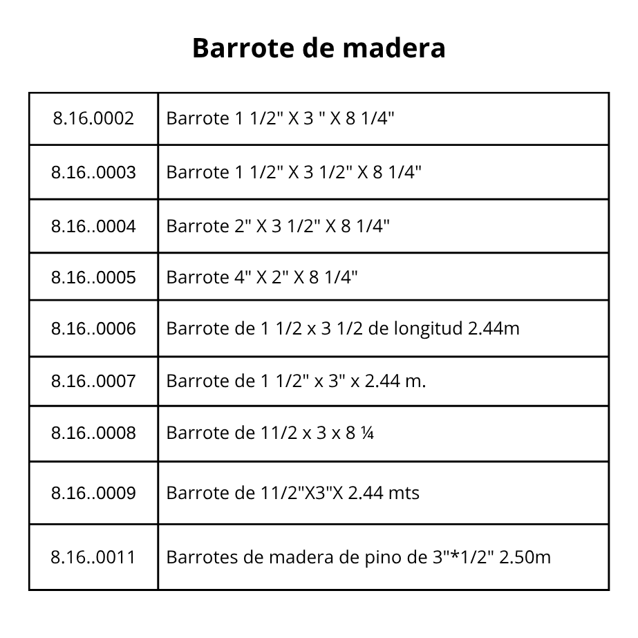 barrotes de madera